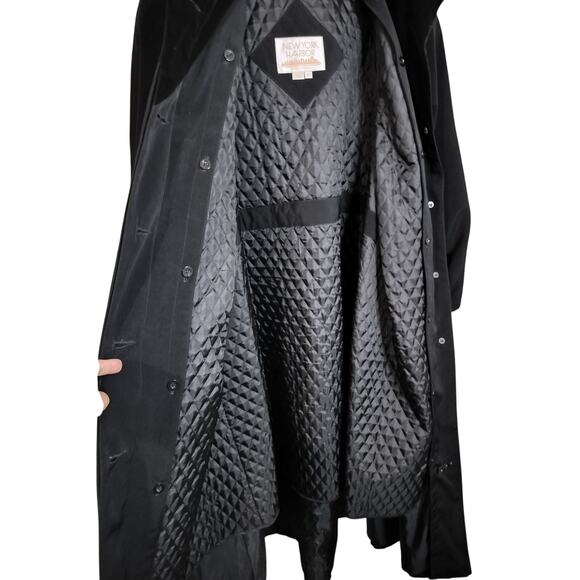 4410)Vtg 80s New York Harbor  Andrea Black Velvet Hooded Removable Liner Coat 16 - Picture 9 of 12
